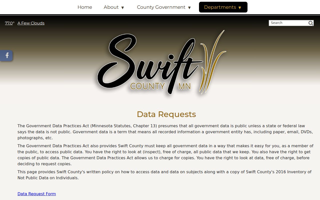Swift County docket search distinction between county data and court records